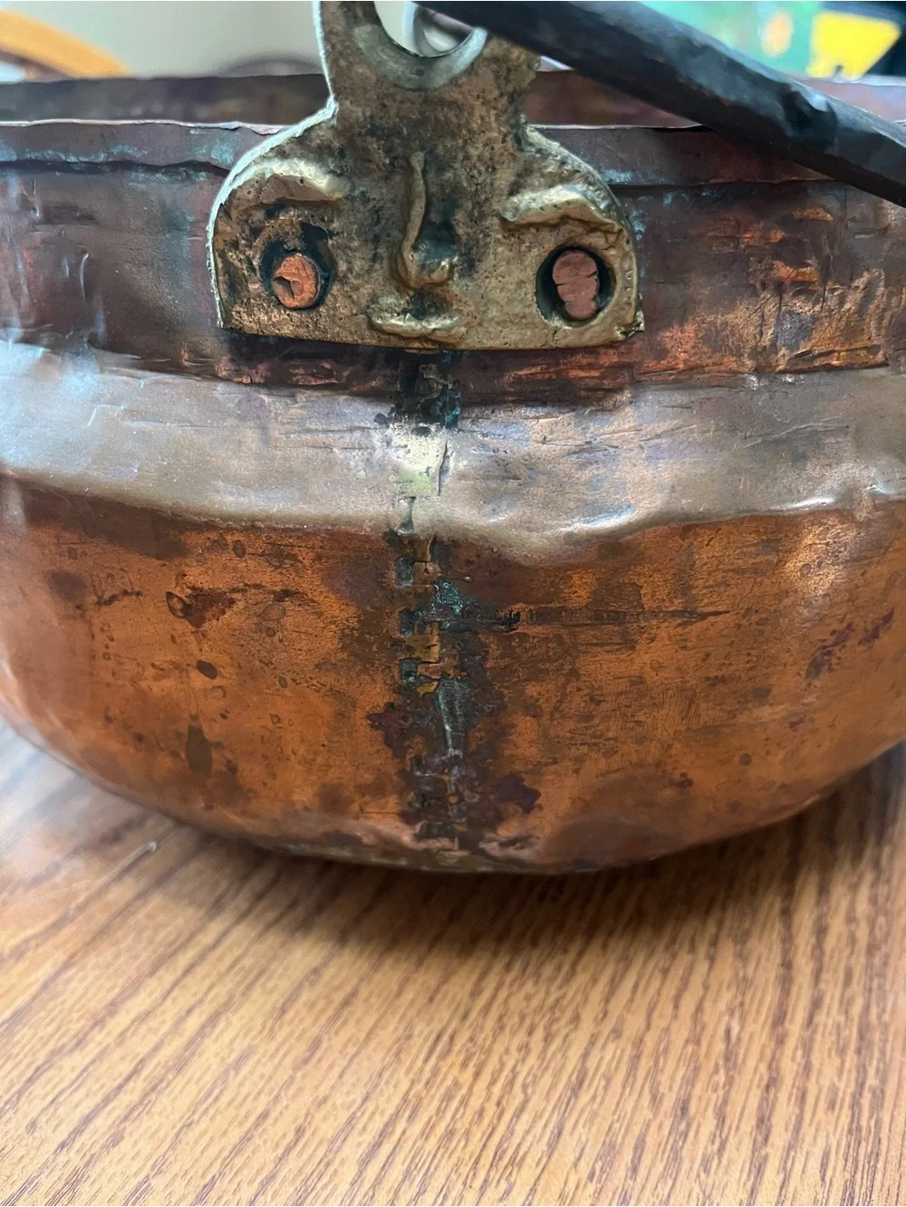 Vintage Copper Cooking Kettle with Handle - Copper Finish